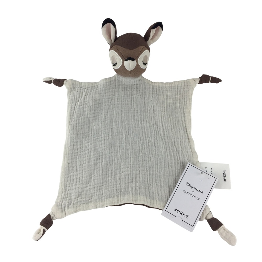 H&M Home Disney Sanderson Bambi Lovey Brown Cream Organic Cotton Muslin